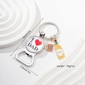 Silver metal I Love Dad bottle opener keychain with beer mug and beer bottle charms - I Love Dad Red Heart Style (9)