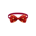 Red autumn maple leaf pattern pet bowtie for cats and dogs with adjustable strap - Red Maple Leaf Berry