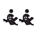 Halloween black ghost acrylic earrings for women with festive horror design on white backdrop - Flying Ghost Style