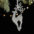 Addobbo natalizio a renna in acrilico argento glitterato con nastro 17x8,5cm - Pendente a Renna Trasparente / Pezzo Singolo