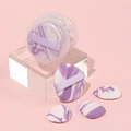 Lila Marmor Finger-Puderquasten-Set in runder und Tropfenform mit Mini-Aufbewahrungsbox - Lila Kartoffel-Kuchen + Lila Weiße Daumen-Puff-Set