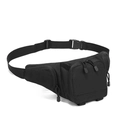 Tactical black nylon waist bag with adjustable strap and multiple storage pockets - Black