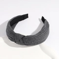 Dark grey knitted wide knot headband with stylish stripe texture for women - Dark Gray