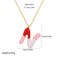 Gold stainless steel necklace with pink and red enamel letter N capsule pendant - Letter N