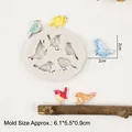 Molde de silicona pájaro de 5 cavidades con golondrinas de resina sobre madera - 1# Estilo Cinco Pájaros (A992) / Gris