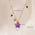 Detail showing dimensions of 14K gold-plated necklace with purple stone star pendant - Purple Star Necklace