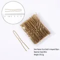 Golden 5cm U-shaped steel hairpins, 50-piece pack with wave design for secure grip - 5cm U-Shaped-Bag Pack (50pcs) / Gold