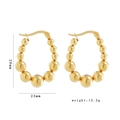 Golden beaded stainless steel earrings with geometric hoop design and size 28x23mm - Gradient Beaded Hoop (HXS-B1029) / Gold