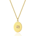 Elegant gold sunburst pendant necklace featuring a square zircon gemstone in a minimalist style - Sunburst White Gemstone (SN22041903W)