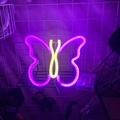 Pink and yellow butterfly LED neon sign displayed on a black wire mesh wall - 1-2W / Butterfly Pink Warm White