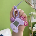 Portachiavi console Tetris retrò viola con campanellino e catena rosa variante - Viola