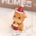 Cute resin Christmas calf ornament with red hat and stocking, 5.5cm holiday table decor - Christmas Calf