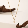 Baroque pearl pendant on a fine 18K gold plated twisted rope chain necklace - 1. [h23] Water Ripple Pearl Necklace Gold