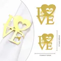 Golden LOVE letter napkin ring with heart design and 5.4cm size specifications - Golden LOVE Hollow Heart