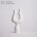 Abstract white matte ceramic vase with dual-neck organic design, model YXJS-103 - Rockery Vase Ornament-103