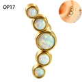 Golden ear crawler with five graduated circular opals and stainless steel base OP17 - Gold - OP17 Opal Curved