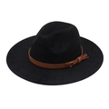 Chapeau fedora noir à large bord en feutre avec bande à pompons marron de style vintage - Noir (JPR+Corde Jaune)