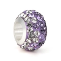 Purple and silver pave crystal barrel charm bead for European style bracelets - Purple 1
