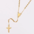 Collier chapelet doré avec pendentif croix de Jésus et médaille Saint-Benoît - Style Médaille Saint Benoît - Or