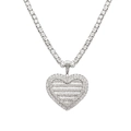 Collana tennis argento con pendente a cuore incastonato con diamanti tondi e baguette - Ciondolo in Zircone Bianco Placcato Platino + Catena da 40 cm