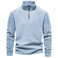 Felpa da uomo in pile con collo alto e mezza zip di colore azzurro chiaro - S / Azzurro