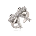 Silberner Schleifenring mit Zirkonia-Mikropflasterung und verstellbarem Design - Stil CE00823YH / Silber