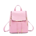 Mochila de cuero PU rosa con herrajes dorados y elegante cierre de cordón - Rosa