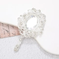 Silver vintage brooch pendant with large clear gemstone and dangling rhinestones - Silver White Gem Pendant