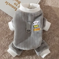 Dark grey striped dog winter bodysuit with fleece lining and D-ring harness attachment - Grey Flannel - Four-legged Coat / M (Recommended weight 2.5-4kg)
