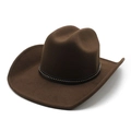Dettaglio cappello cowboy marrone in feltro con fascia in pelle e borchie dorate - M (56-58cm) / caffè
