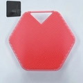 Pink hexagonal silicone body brush with soft bristles and a matching black storage hook - with Hook / Pink