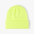 Neon green winter knit beanie for men and women featuring a warm double-layer ribbed cuff - Neon Yellow