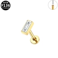 Clou de labret en titane F136 doré orné d'une pierre de zircone rectangulaire claire - Or (1.2mm*8mm Zircone Rectangulaire)