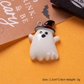 Detail of white resin ghost pendant with black wizard hat and dimensions 2.2x2.9cm - Black Hat Ghost