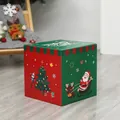 25cm Christmas Santa and Reindeer square gift box decoration in red and green finish - LH-7A (1 Pack)