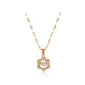 Elegante roségouden hexagram ketting met dansende centrale steen en pavézetting - Lippen Ketting / Roségoud