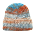 Détail du bonnet en maille chinée montrant la texture des fils dégradés bleu et orange - M(54-60cm) / Bleu Orange Gris Blanc Mélangé (4#)