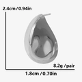 Detailed view of silver teardrop earring with dimensions 2.4cm by 1.8cm and 8.2g weight - Silver