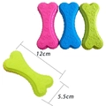 Jouet à mâcher pour chien en caoutchouc, rose, bleu, vert, longueur 12 cm pour petits chiens - Os avec Empreintes