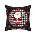 Kerst kussensloop met kerstman in zwart-wit geblokt patroon en decoratieve sneeuwvlokken - TQR31-2/Merry Christmas Kerstman