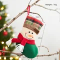 Weihnachtsstrumpf mit Schneemann-Motiv, rotes Karomuster und festliche Dekoration - 20x14cm / Kleiner Schneemann-Strumpf