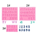 Pink silicone alphabet and number molds for DIY fondant cake baking in three styles - Three-Piece Set / Pink