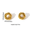 Detail view of gold twisted spiral earrings showing dimensions 1.87cm and 5.4g weight - E0742 (Gold/Woven Spiral Knot)