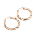 Pendientes de aro retorcidos en oro rosa de 30mm con textura de espiral - Oro Rosa (KE102566-KFC)