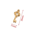 Golden stainless steel key-shaped charm with 25mm length and 11mm width dimensions - Key-14 / Gold