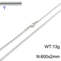 Sleek 2mm silver snake chain necklace in 600mm stainless steel with lobster clasp - Silver 2.0mm Snake Chain (KN203755-Z)