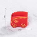 Miniature red Christmas train carriage ornament with gold snowflakes for DIY micro landscape - 7# Red Fan-shaped Carriage