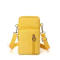 Yellow vertical mini crossbody phone bag with headphone jack and triple zip heart pulls - Large (With Headphone Jack) / Yellow