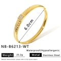 Bracelet jononc français en acier inoxydable doré 18k avec cristaux verts - Style Strass Blanc (NB-B6213-WT)