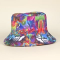 Bob réversible avec imprimé flamme vibrant et motifs abstraits artistiques colorés - M (56-58cm) / Bête Abstraite Multicolore
